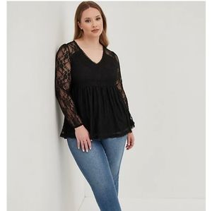 BABYDOLL LACE V-NECK TOP Size 2